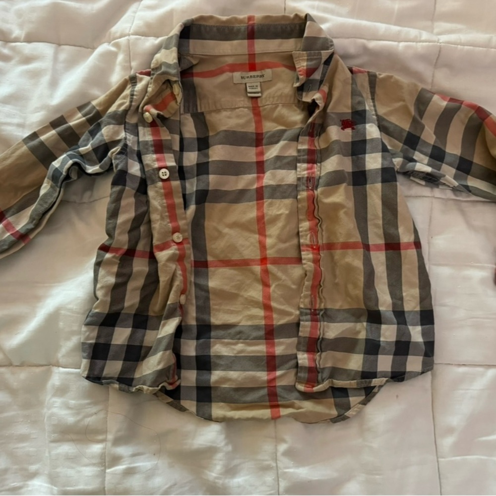 Kids Plaid Shirt - Beige and Red